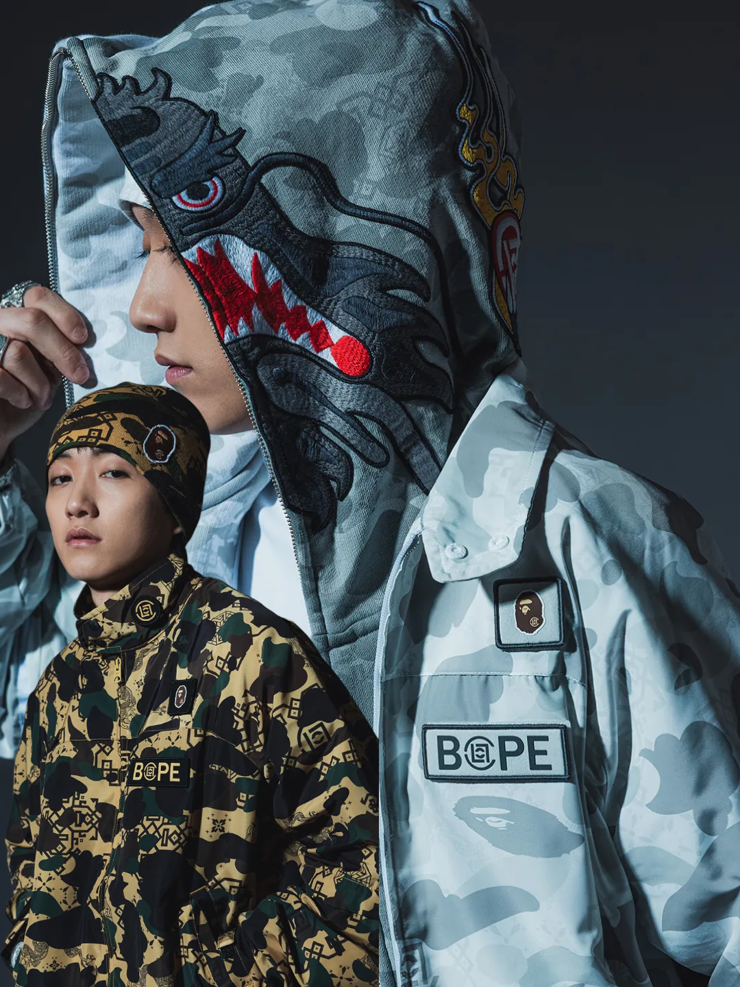 {預購} BAPE X CLOT 聯名款 陳冠希 CAMO SLEEVE DETACHABLE RAIN JACKET 絲綢 迷彩 立領外套 可拆卸