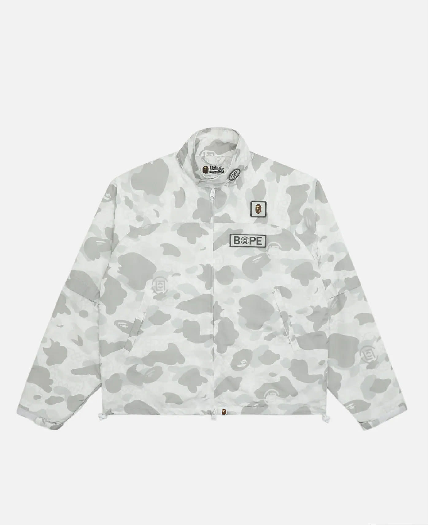 {預購} BAPE X CLOT 聯名款 陳冠希 CAMO SLEEVE DETACHABLE RAIN JACKET 絲綢 迷彩 立領外套 可拆卸