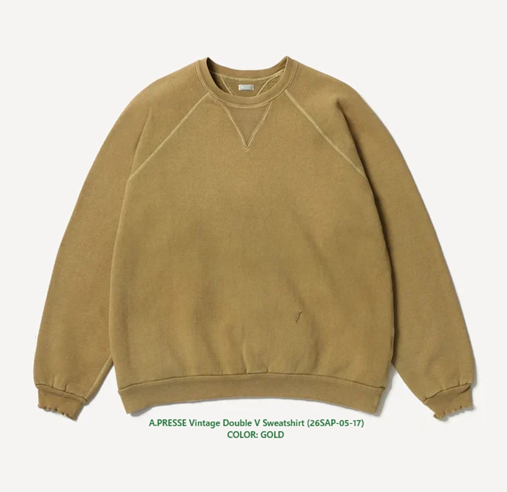 A.PRESSE 2026 VINTAGE DOUBLE V SWEATSHIRT (26SAP-05-17) - PRE ORDER ITEM (預訂中)