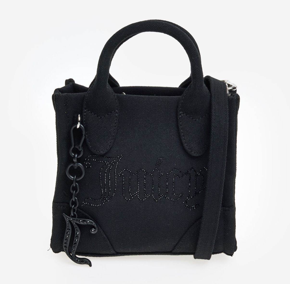 英國代購 (獨立訂單)-JUICY COUTURE Black Canvas Embellished Logo Crossbody Bag