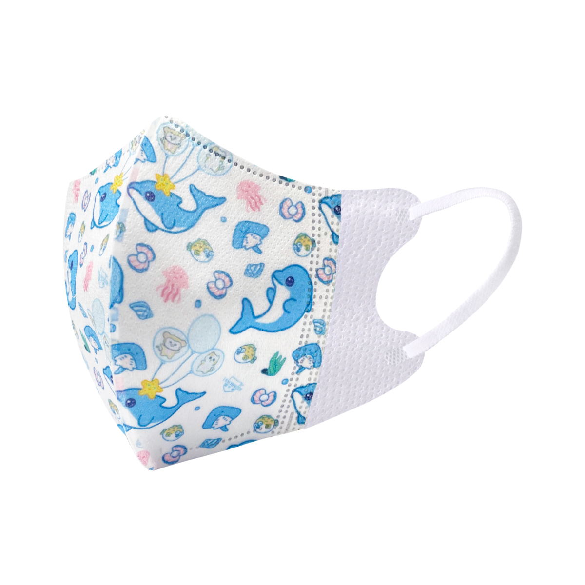 【蘭徹斯特奇遇記】Lanchester 3D立體彈力耳繩卡通口罩(海豚) 幼兒 十片獨立包裝