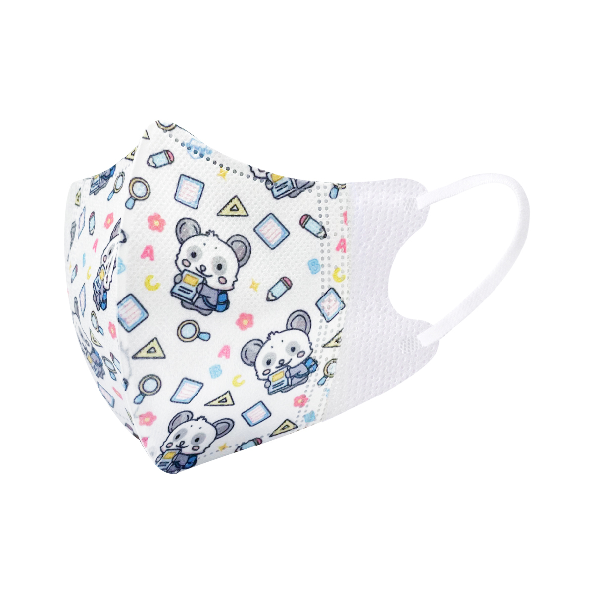 動物大派對：Lanchester 3D立體彈力耳繩卡通口罩(熊貓學生) 幼兒十片獨立包裝