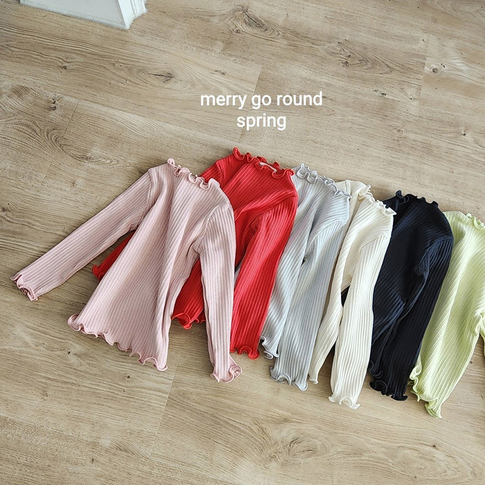正韓春Merry-go-round 六色捲邊木耳上衣