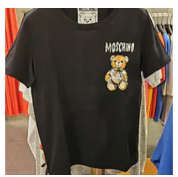 [S] MOSCHINO BLACK TEDDY BEAR-PRINT COTTON T-SHIRT, ET071505411555 (SM907)