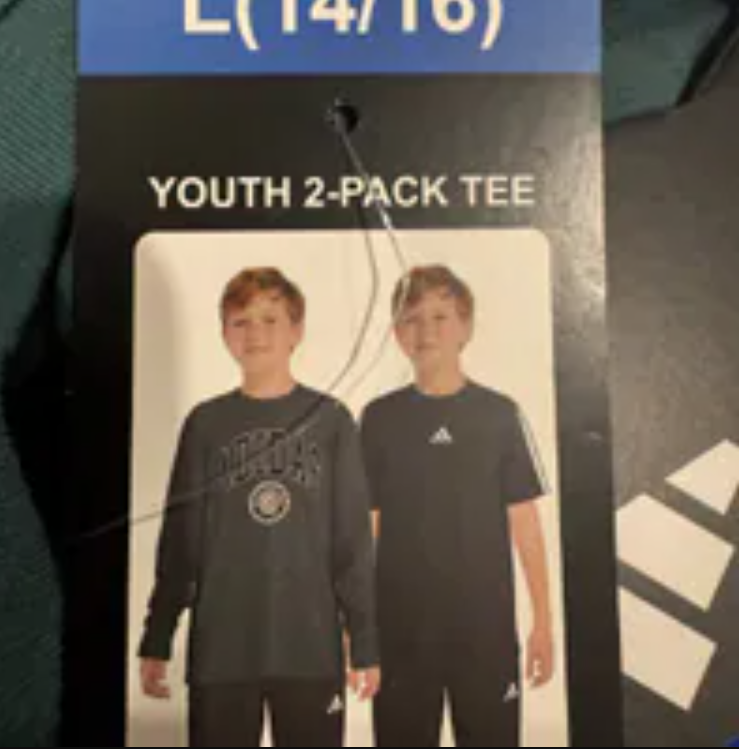 [S] ADIDAS TEAL W/BL YOUTH 2 PACK TEE, 1795874-TEAL W/BL (SAD283)