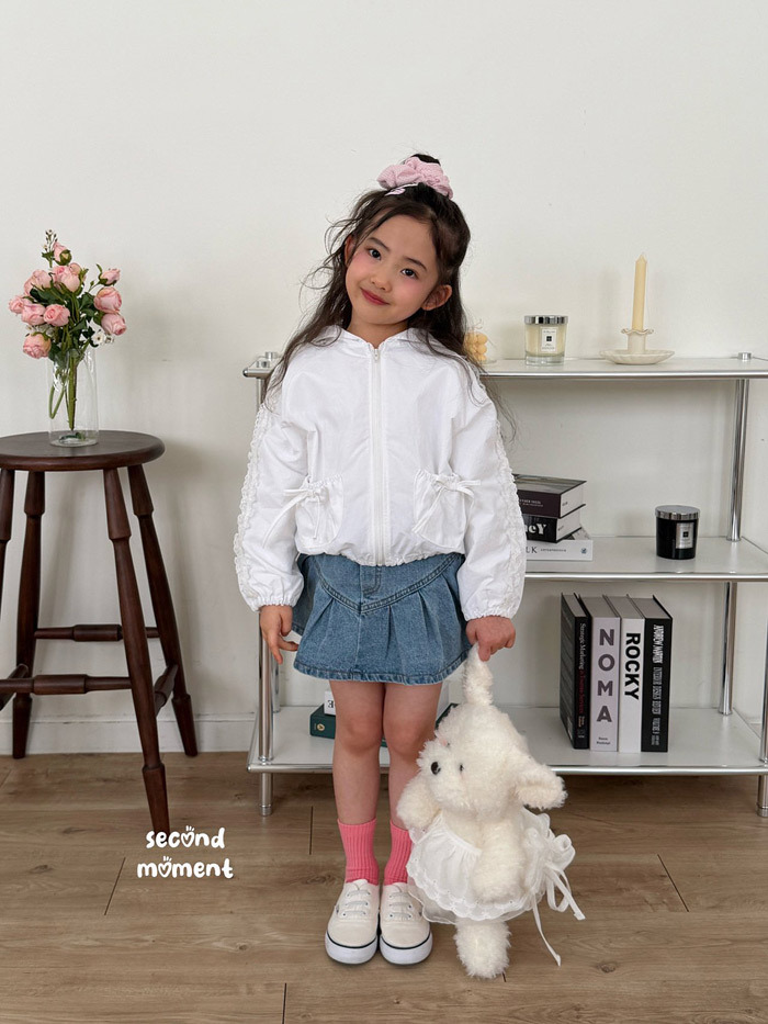 正韓春second moment  兩色甜美蕾絲連帽外套