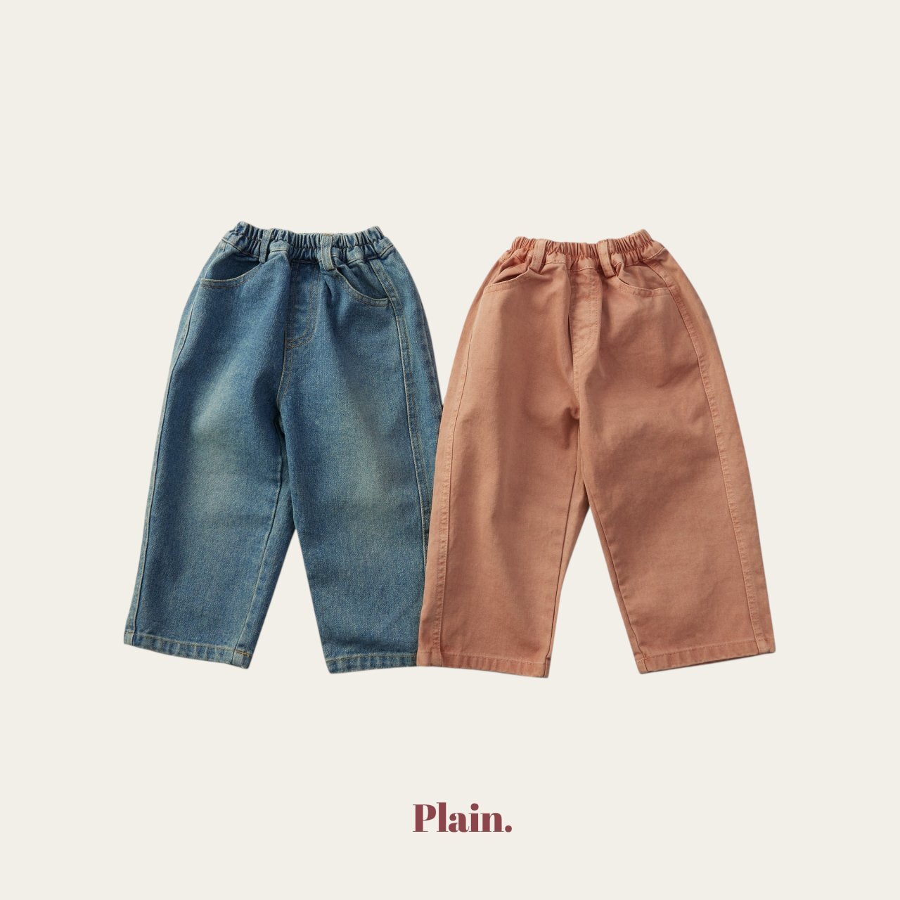 Plain 拼接丹寧褲