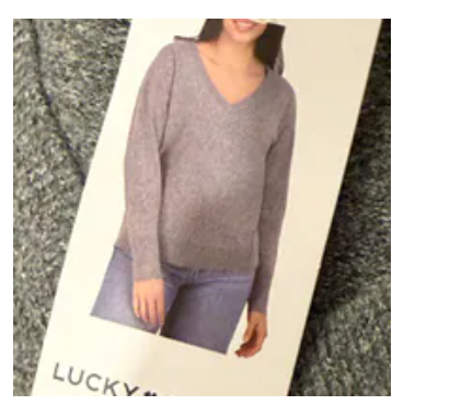 [S] LUCKY BRAND MEDIUM HEATHER GRAY LONG SLEEVE V-NECK, 1886390-MEDIUM HEATHER GRAY (SZZ953)