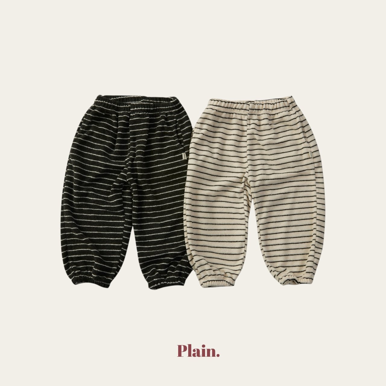 plain條紋慢跑褲