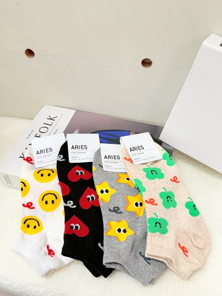 『4入組』繽紛小圖短襪((不列入會員折扣))