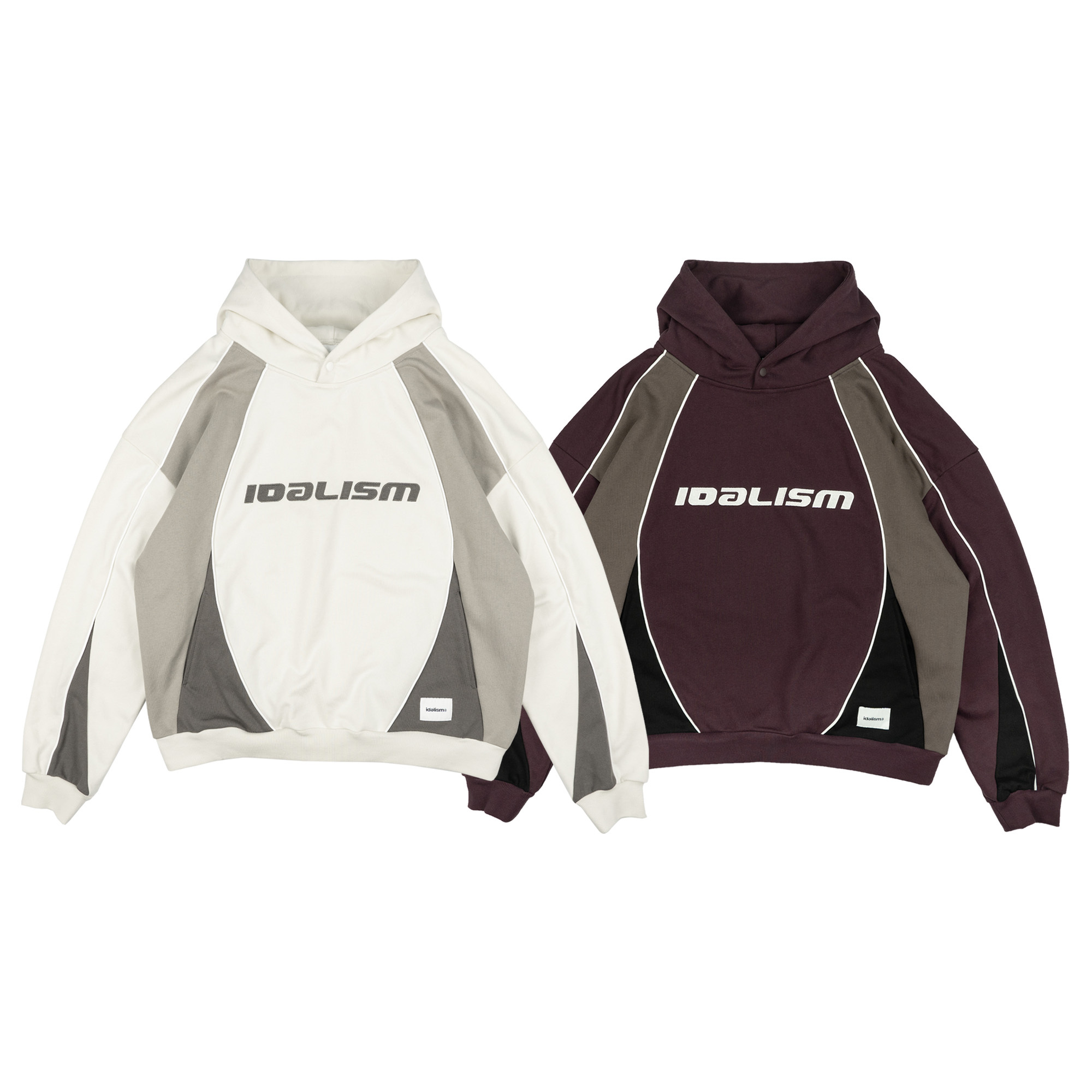 idealism Crew Hoodie 紫色 白色 寬鬆 拼接 拼接 衛衣 連帽 帽T【ID25048】