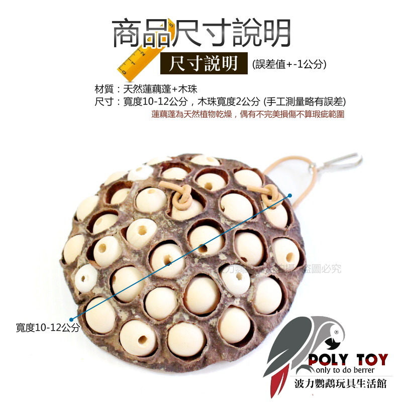 木珠蓮藕蓬 原色 彩色 鸚鵡玩具 腳下玩具 啃咬玩具 波力鸚鵡玩具生活館