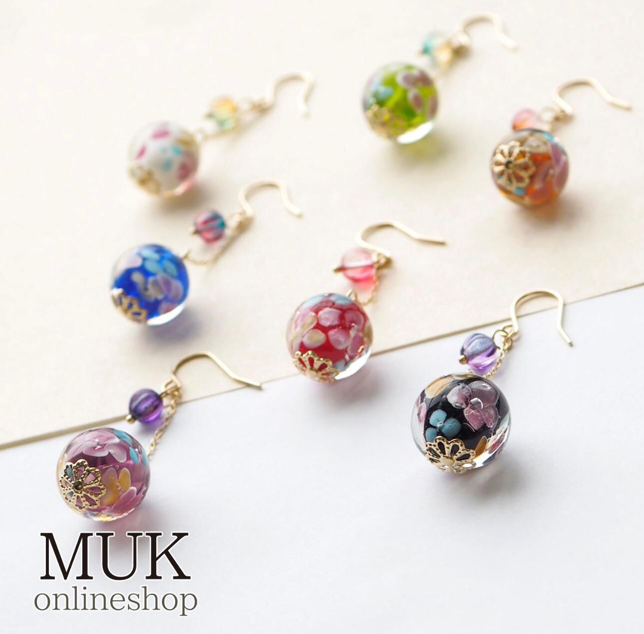 【預購】JN020703 MUK 日本職人手作「和風琉璃珠」耳環