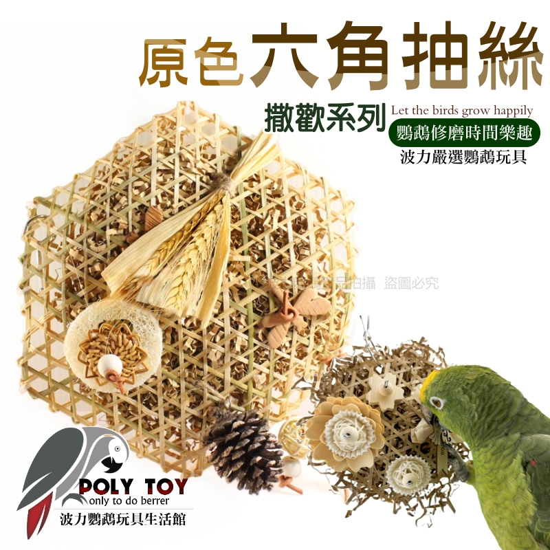 原色六角抽絲 撒歡系列 鸚鵡玩具 鸚鵡啃咬玩具 鸚鵡消遣時間玩具 波力鸚鵡玩具生活館