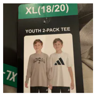 [S] ADIDAS TAN W/WHI YOUTH 2 PACK TEE, 1795874-TAN W/WHI (SAD288)