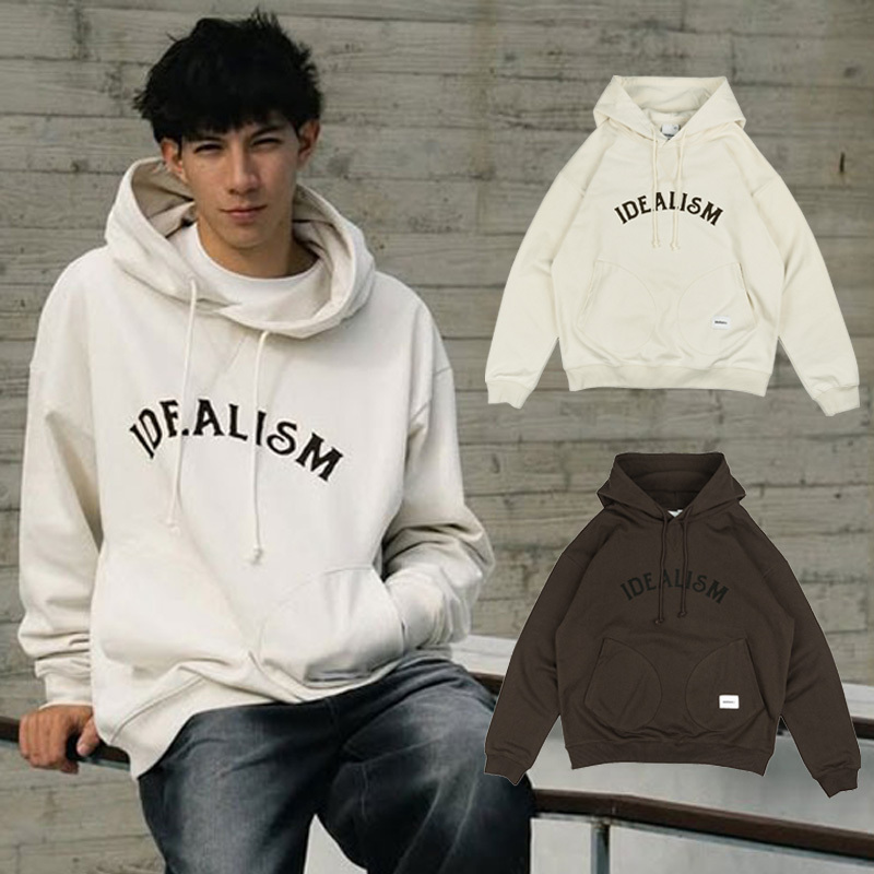 idealism DB Pocket Hoodie 米白色 棕色 復古 雙袋 連帽 帽T【ID25049】