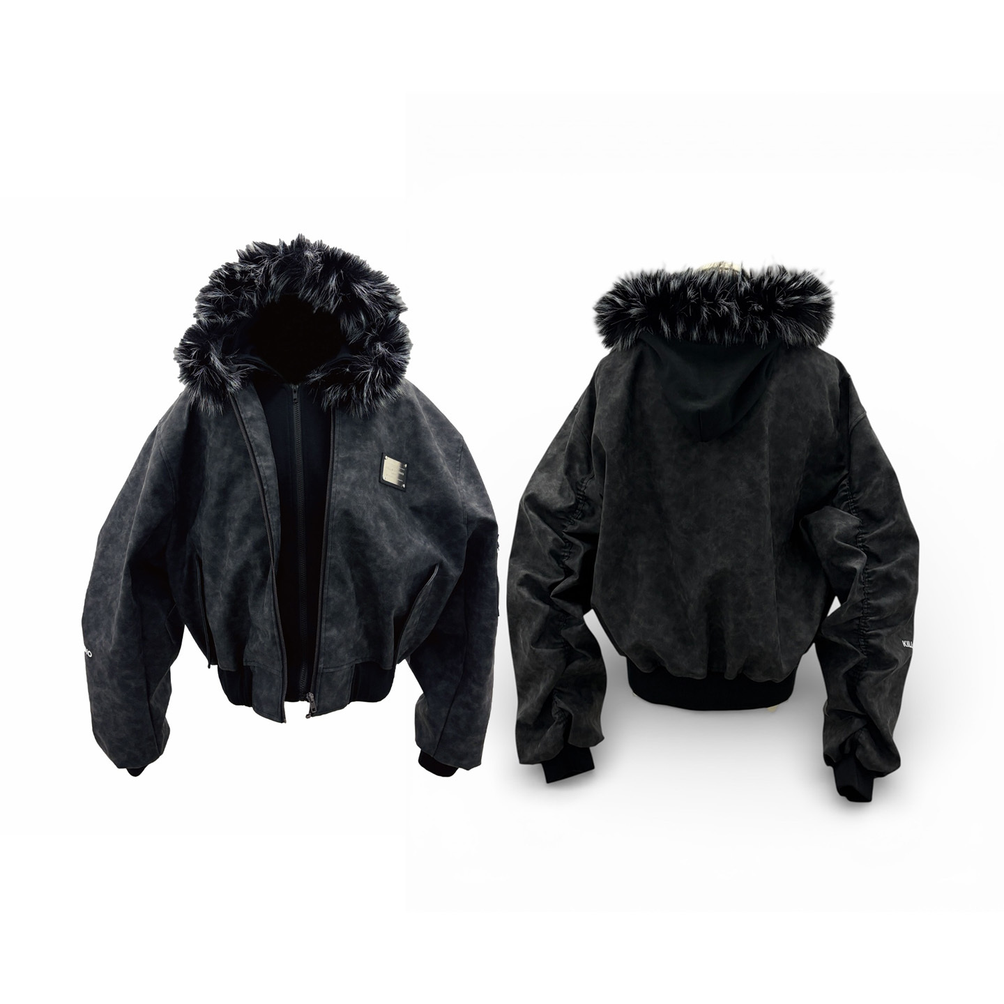 【車庫服飾】KILLASYSTEM 25FW FAUX-FUR HOODED BOMBER JACKET