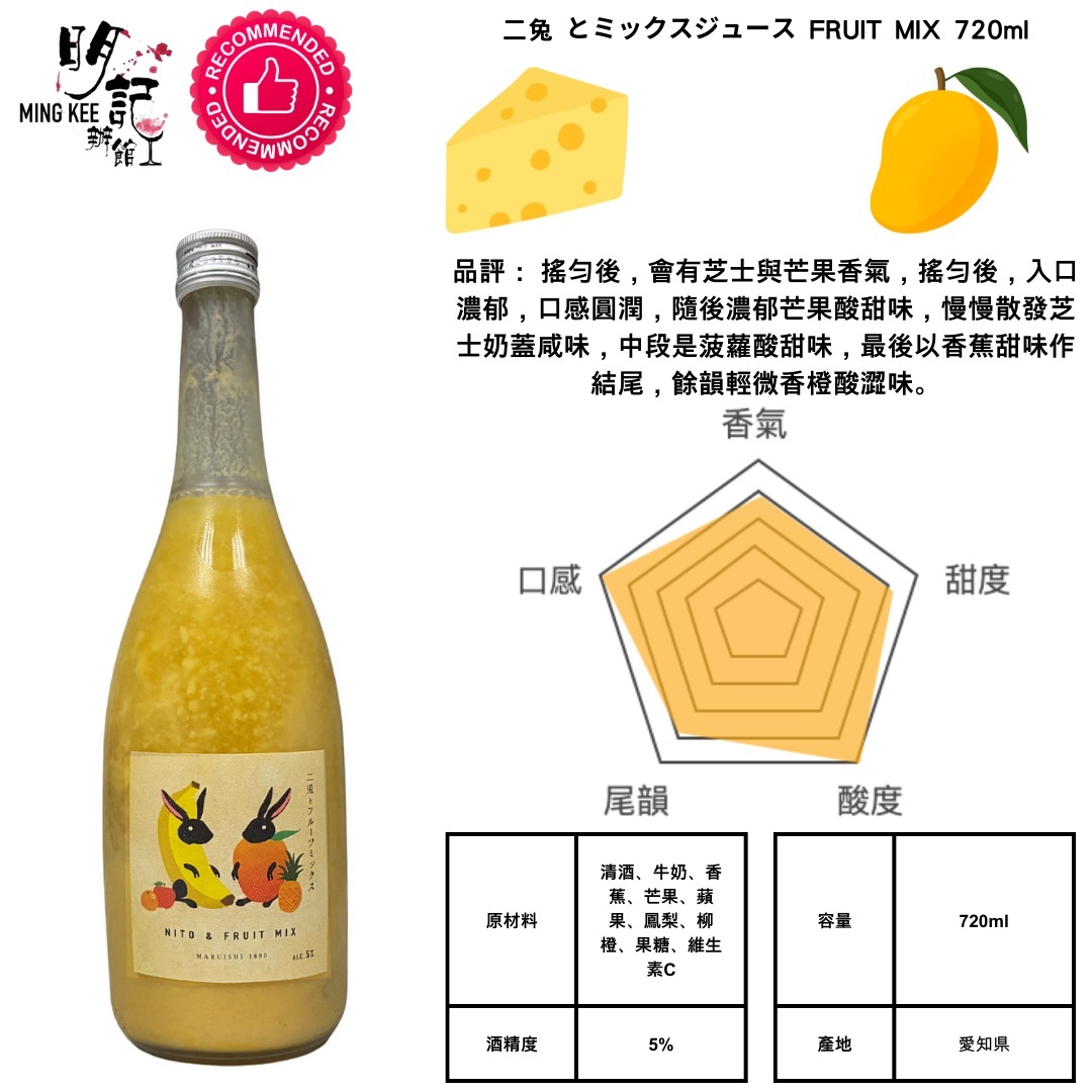 二兔 とミックスジュース FRUIT MIX 720ml