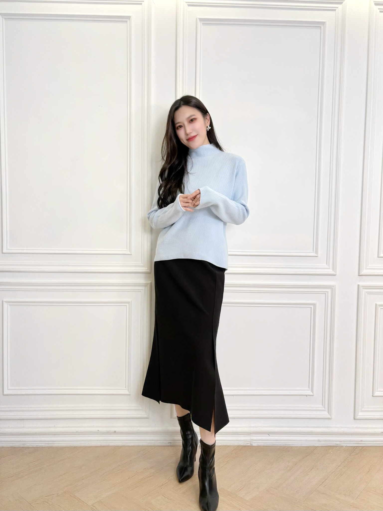 彈性下擺雙開衩魚尾裙