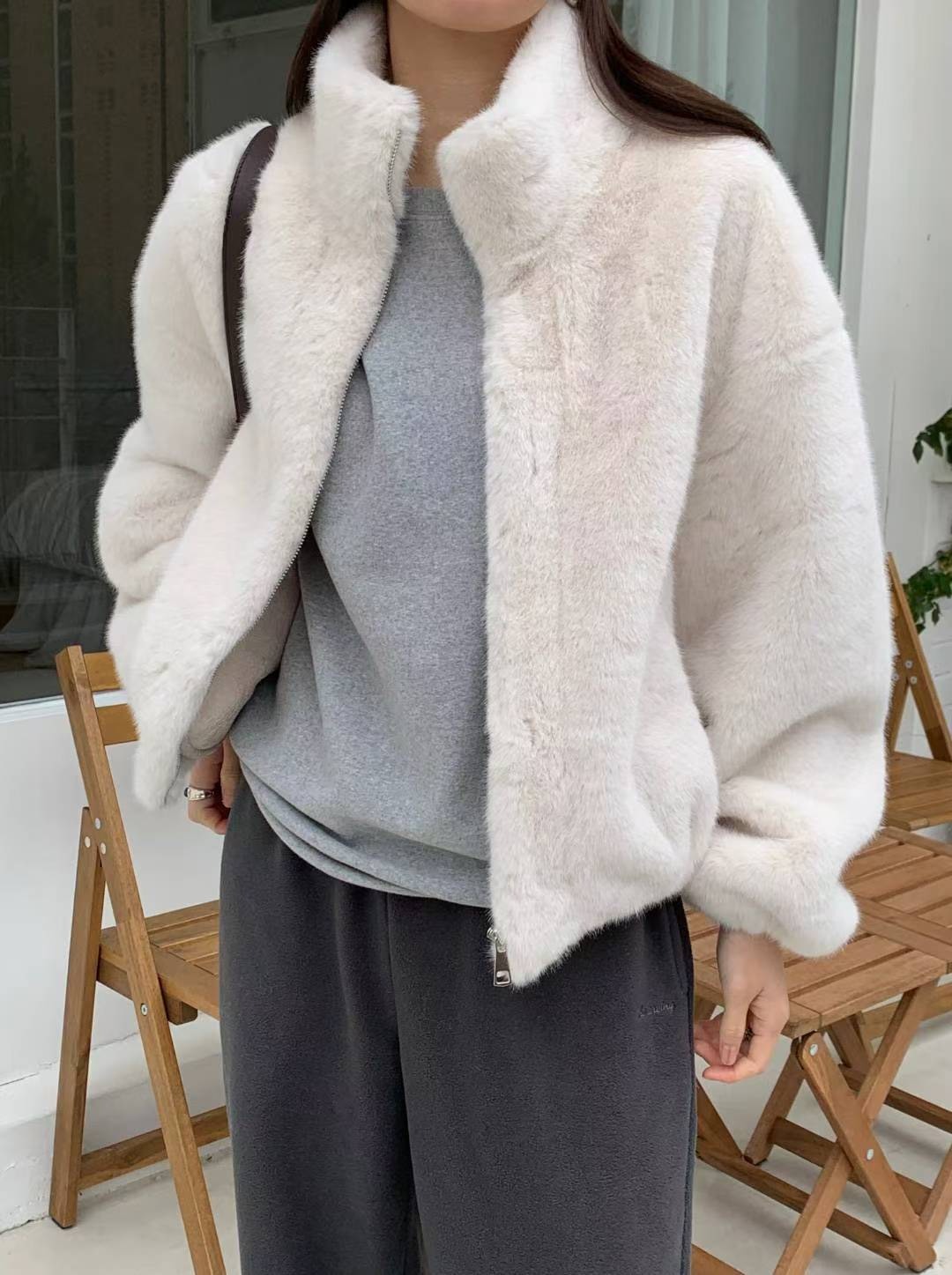 立領毛毛外套