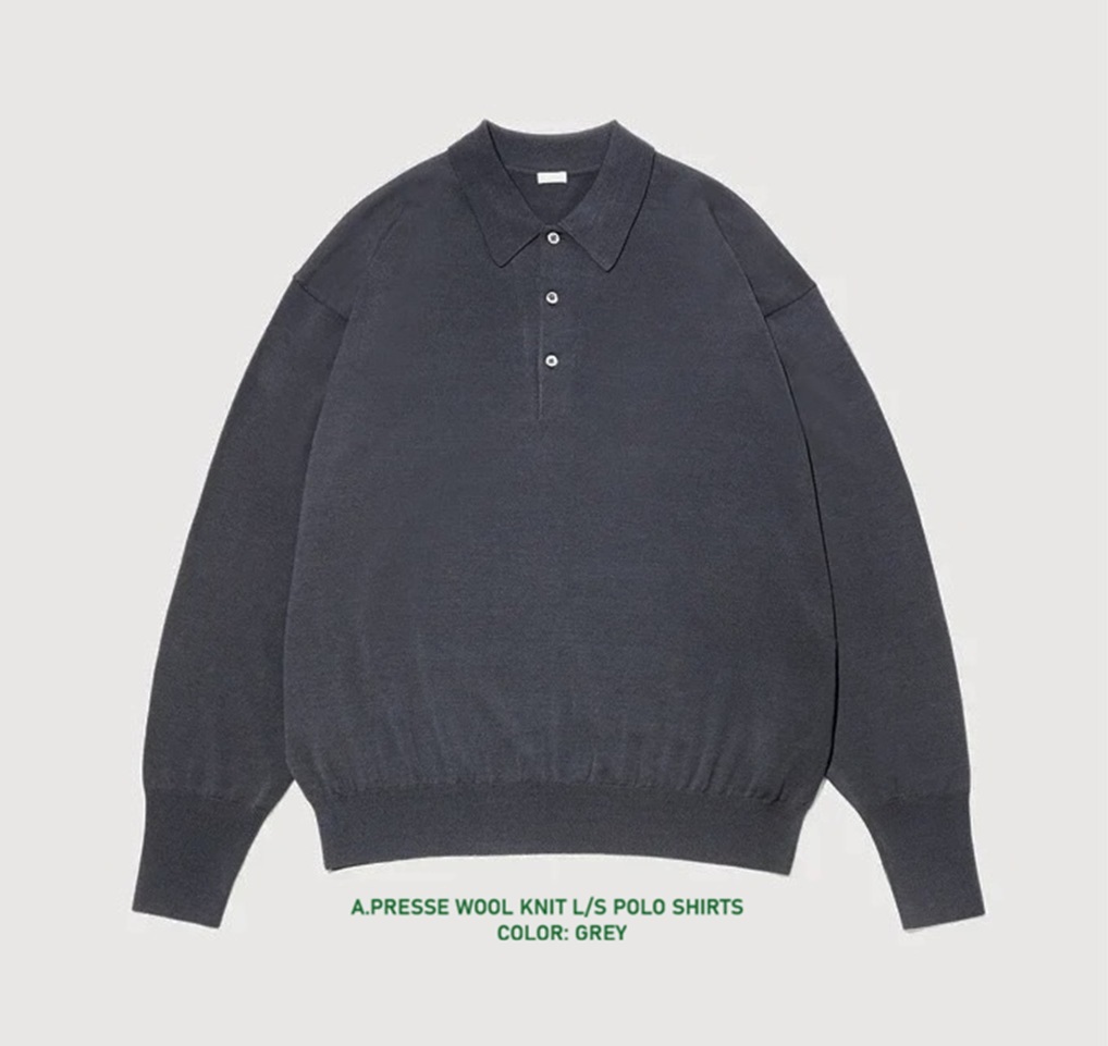 A.PRESSE WOOL KNIT L/S POLO SHIRTS (25AAP-03-08) - PRE ORDER ITEM (預訂中)