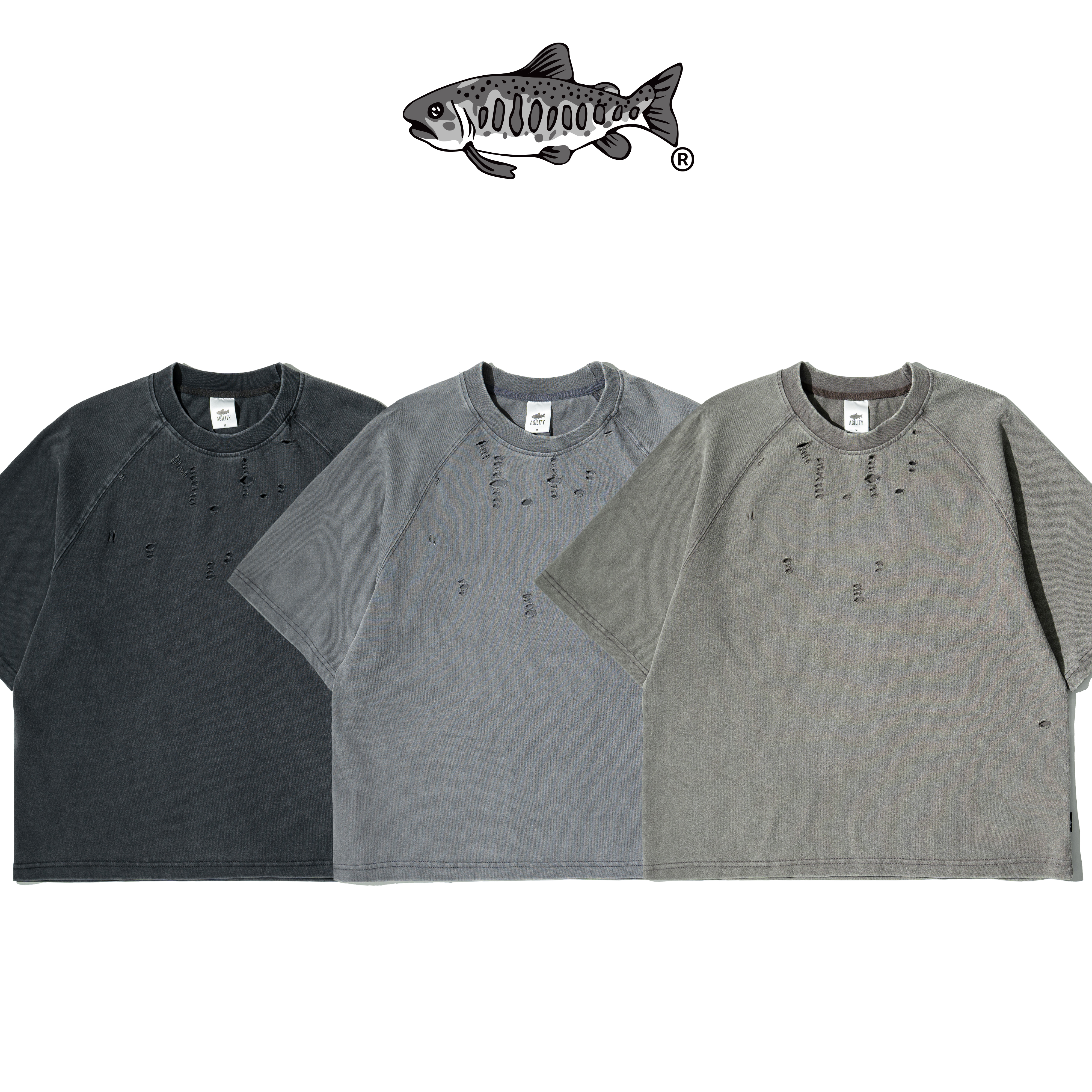 AGILITY Staff "HA" Distressed Boxy Tee 寬短 水洗 短袖Tee [STA-1]