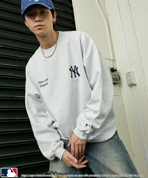 <限量款> 日本 MLB 別注 抓絨 刺繡 圓領 長袖 大學T 四色