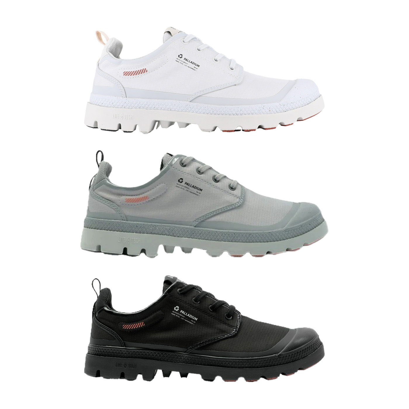 男女鞋 PALLADIUM PAMPA LO RCYL L+ WP+ 黑 白 鈦灰 防水 橘標 輕量 低筒 休閒鞋【79145】