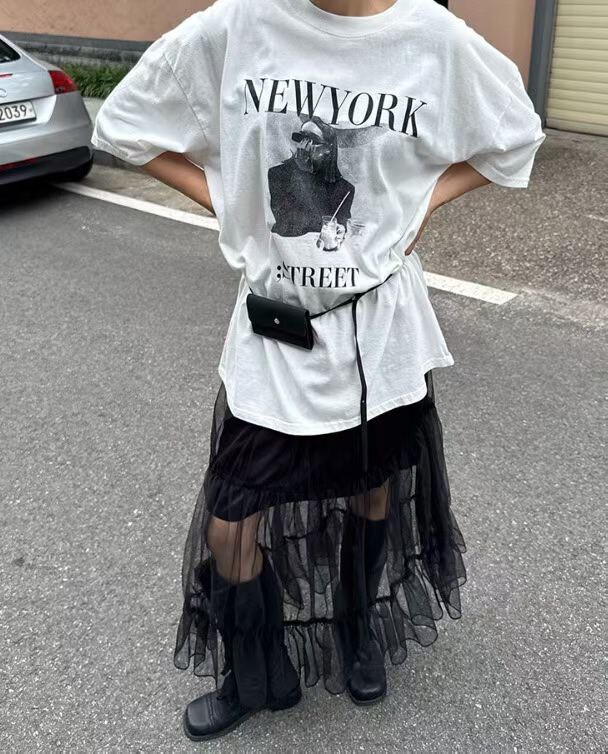 THE HEXX 層次感修身薄紗飄逸裙