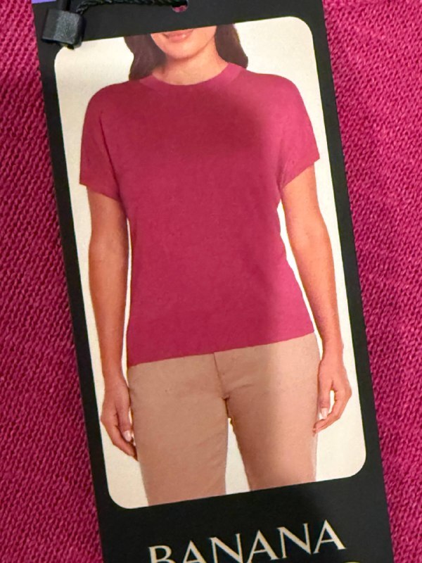 [USW] BANANA REPUBLIC PINK WOMEN'S LINEN BLEND SHORT SLEEVE TOP, 1859461-PINK (UZZ841)
