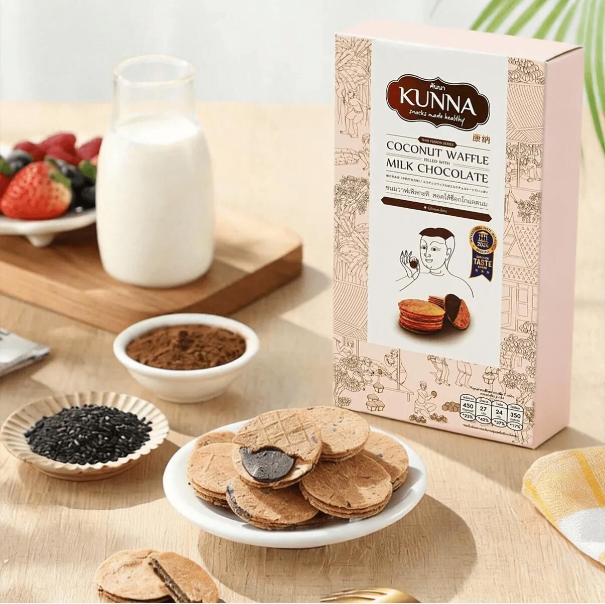 國際風味大賞 KUNNA 椰子華夫餅 x 牛奶朱古力夾心 90g