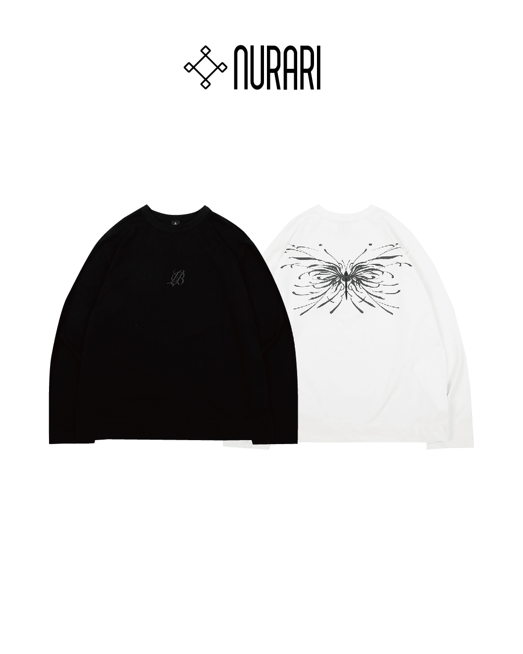 Nurari 彼岸蝶薄長 長袖 黑/白 25 A/W Em. LRB long sleeves