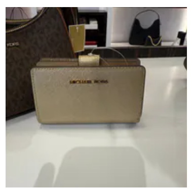 [S] MICHAEL KORS PALE GOLD 35F4GTVF8M JET SET TRAVEL LEATHER MD BIFLD ZP CN WLLET, 197853078581 (SMK1401)