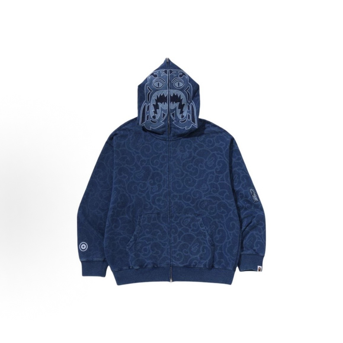 【代購】A BATHING APE FW25 鯊魚雲紋全拉鍊連帽外套｜迷彩拼接 寬鬆厚磅帽T 通勤百搭街頭衛衣 男女同款