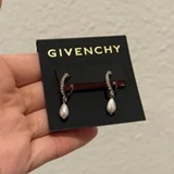 [S] GIVENCHY SILVER 07G00819 PEARL PAVE HOOP EARRINGS, 642447839104 (SZZ974)
