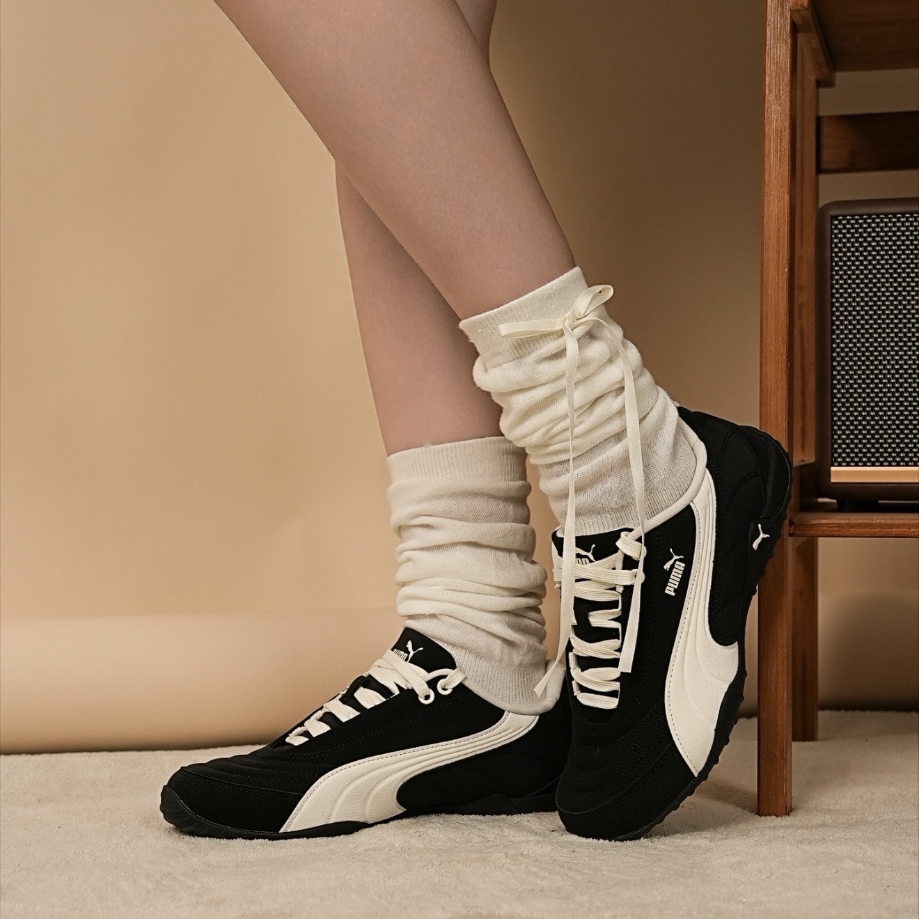 PUMA NOVACAT LUXE 黑色 白條紋 情人節限定 休閒 薄底鞋 408096-01