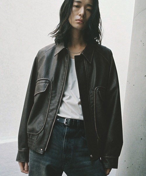 WYM LIDNM ARTIFICIAL GRAIN FLIGHT BLOUSON 飛行皮夾克 日系選品