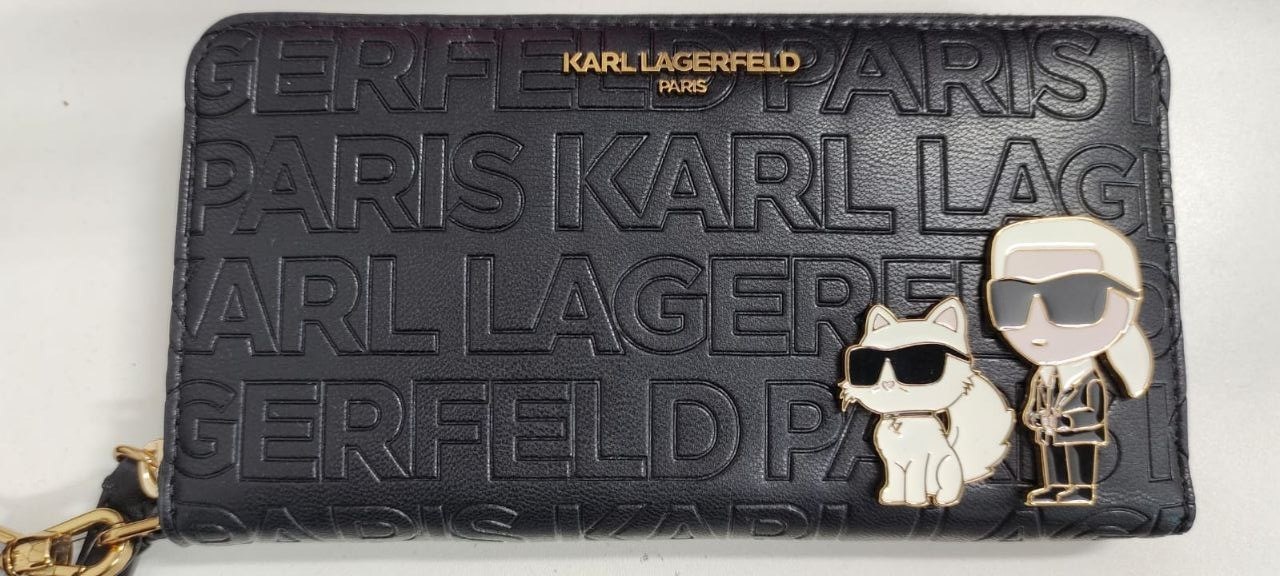 [S] KARL LAGERFELD BLK/GOLD L5JQX8EI-BLK/GOLD ZIP AROUND WALLET, 198913790504 (SKL1503)