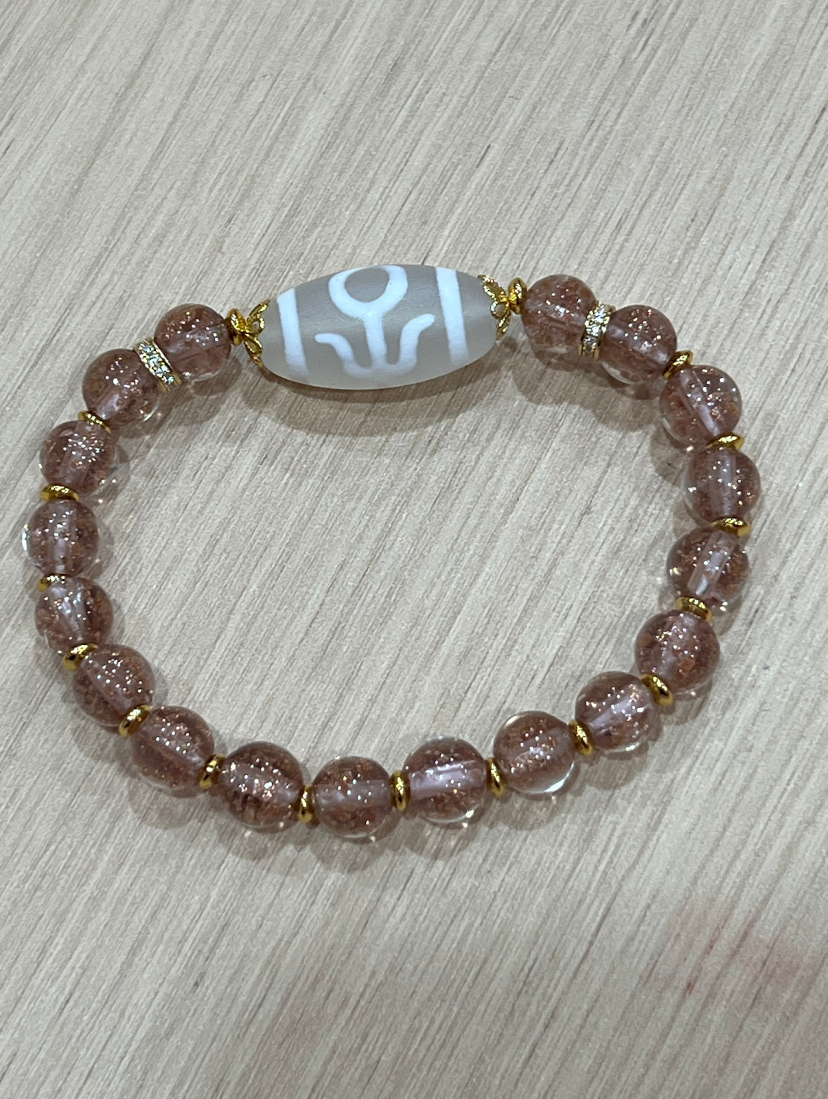 VE019 老雪域冰原貴人 香灰金箔琉璃手串