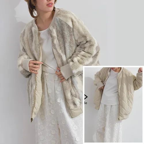 【預購】JN020707 LUPILIEN 雙面穿毛絨菱格外套