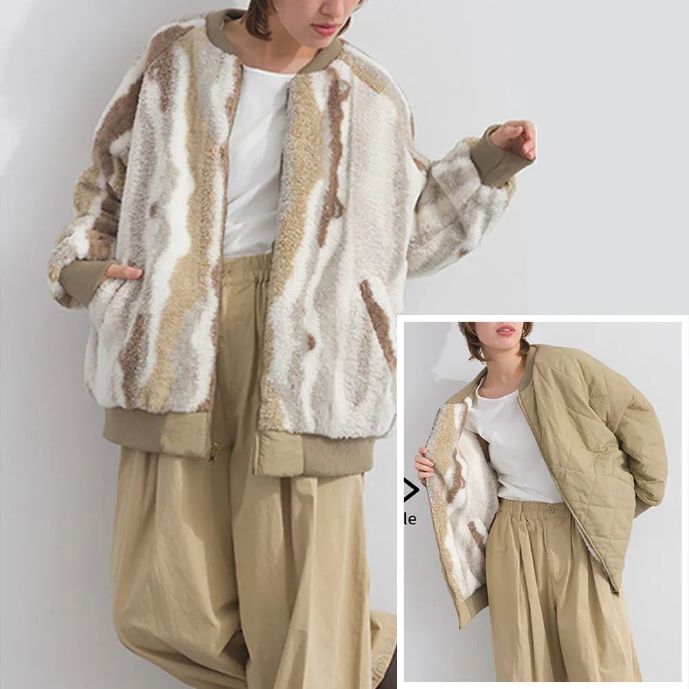 【預購】JN020707 LUPILIEN 雙面穿毛絨菱格外套