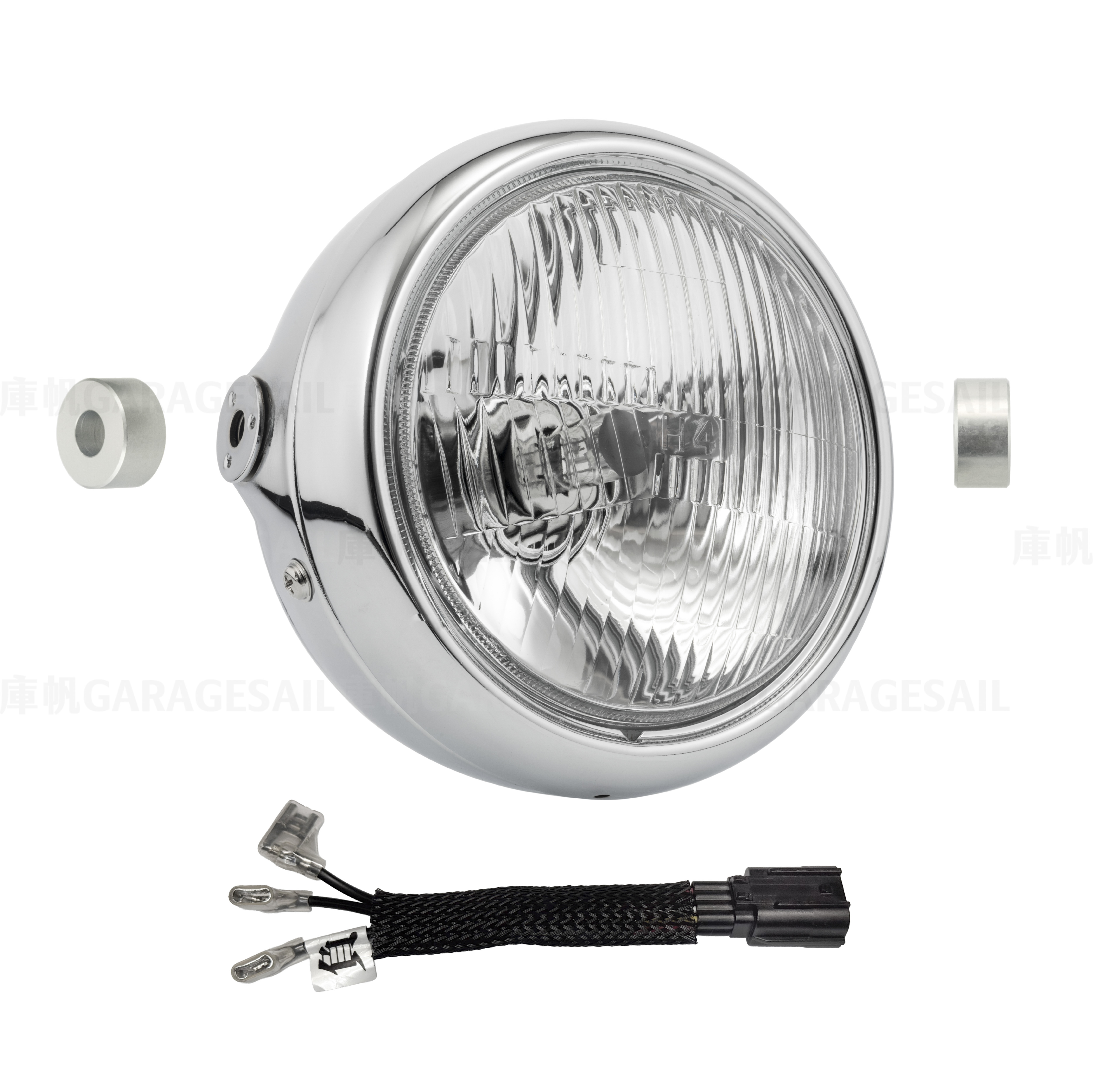 本田 DAX 125專用 5.75吋圓 大燈 套件 - 銀