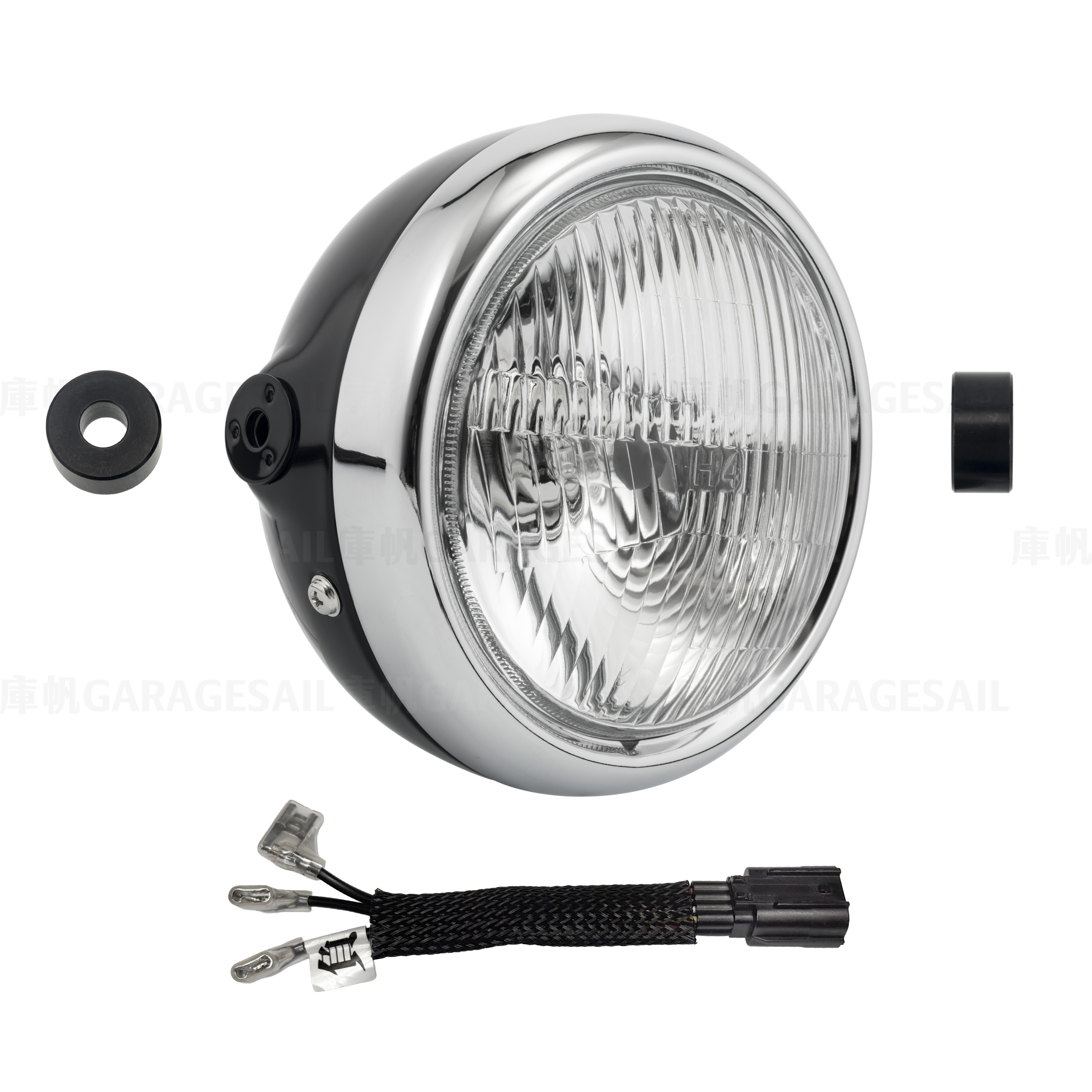 本田 DAX 125專用 5.75吋圓 大燈 套件 - 黑銀