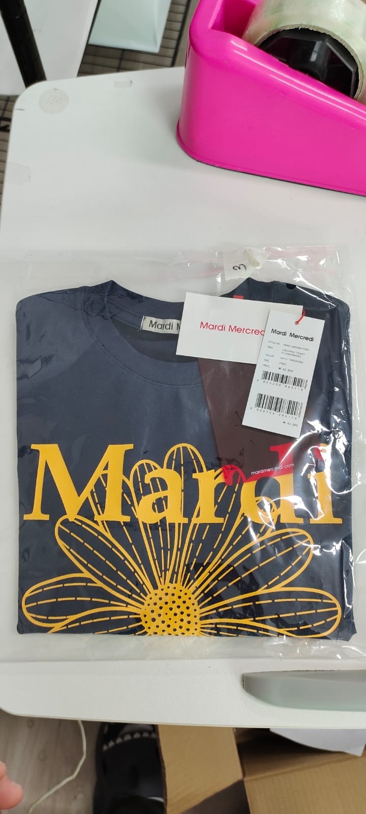 [S] MARDI NAVY TANGERINE CROPPED T-SHIRT FLOWERMARDI, MFK51JSS009NVTG00 (SMD80)