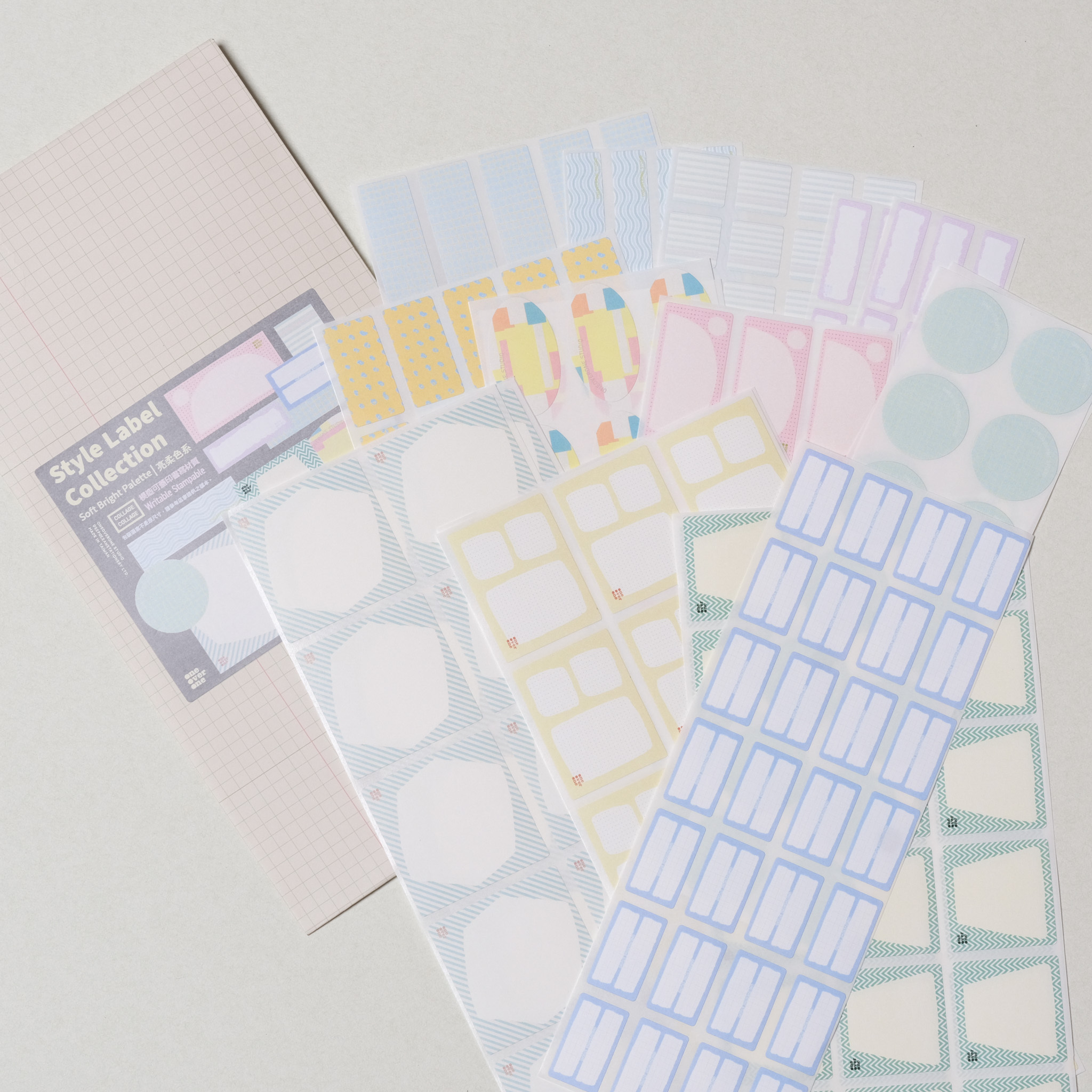 貼紙綜合包｜造型風格 模造貼 03｜Soft Bright Palette 亮柔色系 ｜一分之一工作室/臺灣