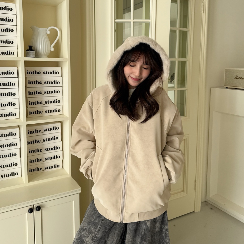 現貨！麂皮毛絨連帽外套 毛絨外套 3915