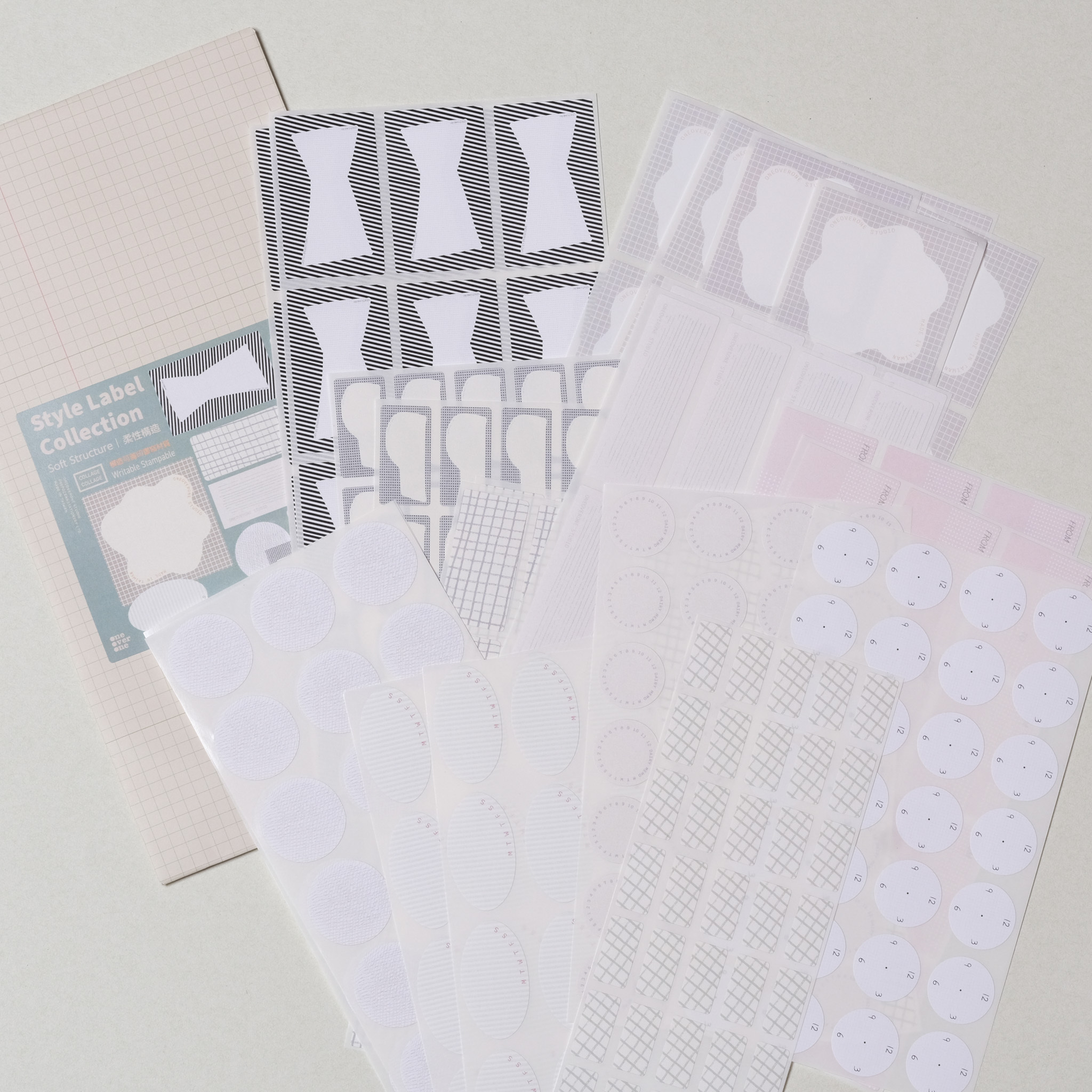貼紙綜合包｜造型風格 模造貼 02｜Soft Structure 柔性構造｜一分之一工作室/臺灣