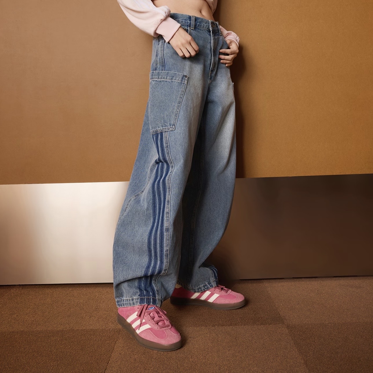 ADIDAS ORIGINALS 單寧牛仔褲 彎刀 寬鬆 繭型 大口袋 KR2628