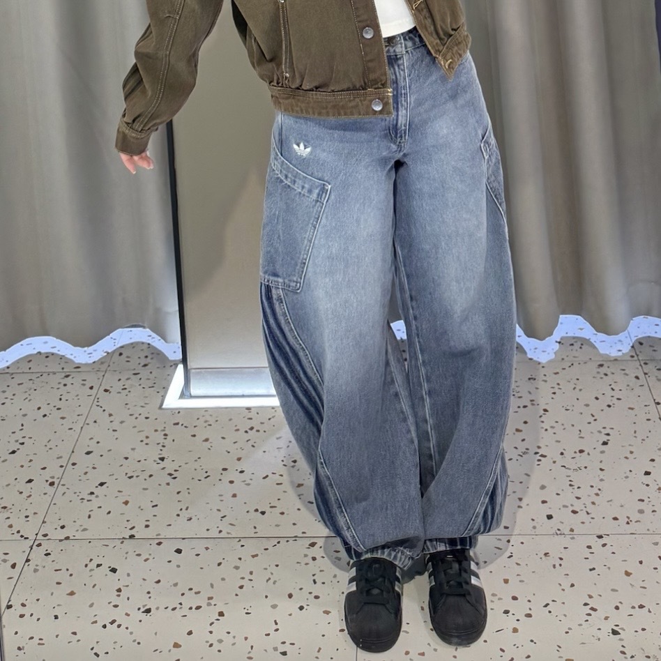 ADIDAS ORIGINALS 單寧牛仔褲 彎刀 寬鬆 繭型 大口袋 KR2628