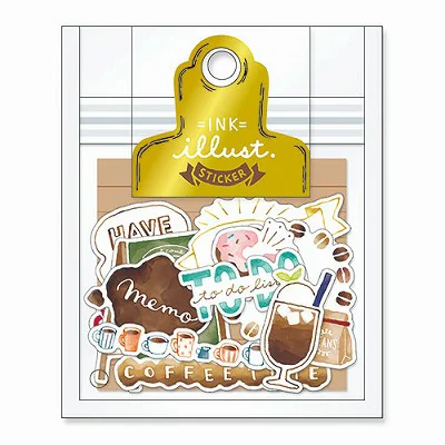 咖啡 水彩插畫貼紙包 日本 手帳貼紙｜MIND WAVE 日本